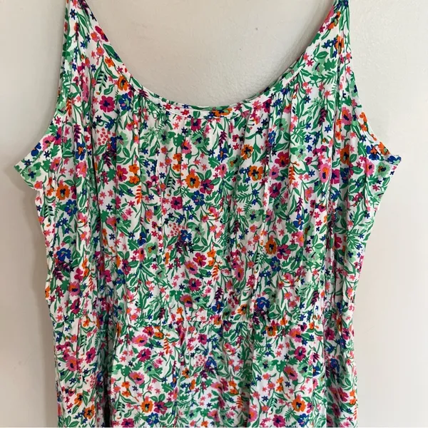 J.CREW Factory Midi Dress Women’s 8 Floral Sleeveless Ruffle Curved‎ Hem Viscose - Image 3
