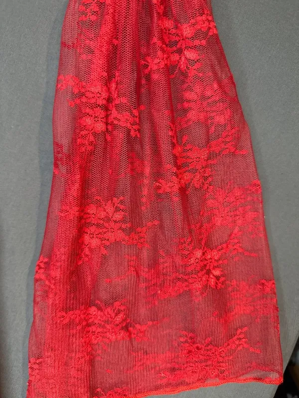 Women L Red Lace Corset Dress Bell Sleeve Y2K Romantic Goth Coquette Festival - Image 3