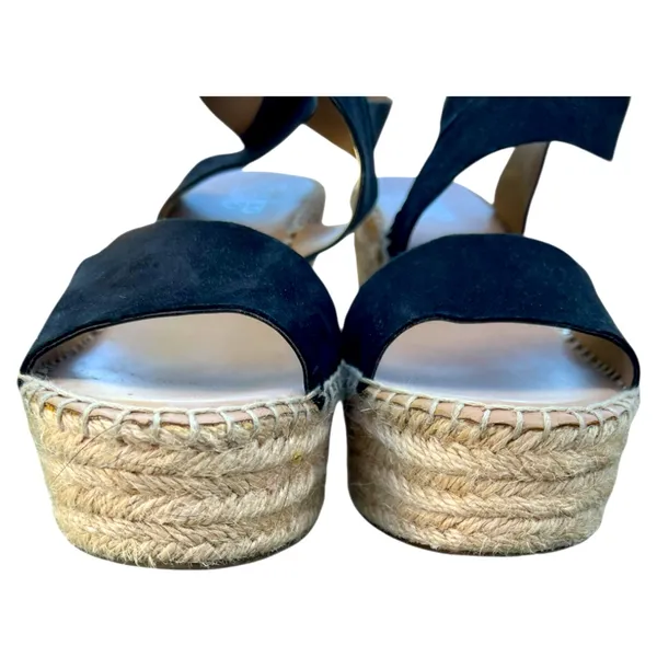 Franco Sarto Tulsa ‎ Black Espadrille Wedge Sandals Women's Size 8.5 M 4" Heel - Image 9