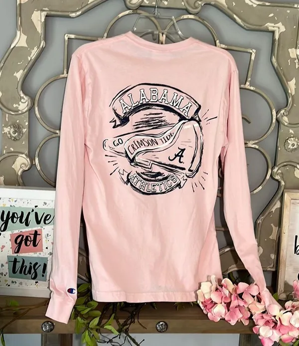 Champion University of Alabama Long Sleeve Tee Cotton Shirt Women Small Football - Image 9