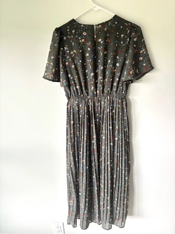 Baltic Born Belfast Pleated Midi Dress Antique Jade Floral Cottagecore - Image 11