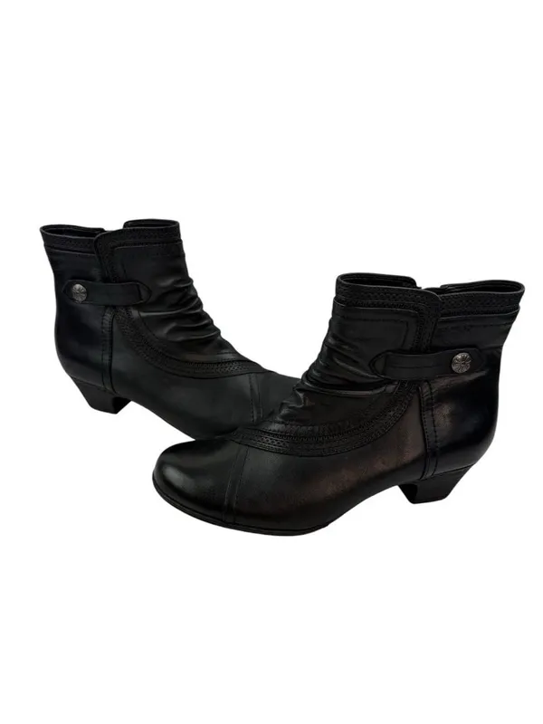 *Rockport by Cobb Hill Abbott Panel Ankle Boots Size 7.5 Black Leather Comfort - Image 4