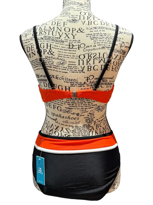 NWT Cupshe Colorblock Underwire Bikini Set Size Small Orange Black - Image 3