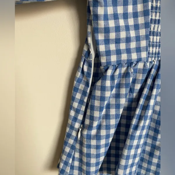 English Factory Blue and White Gingham Top Puff Sleeves - Image 5