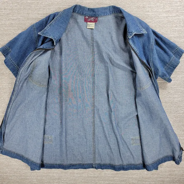 Vintage 70s Denim & Co Denim Shirt Womens 1X Blue Exposed Zip Front Work Chore - Image 7