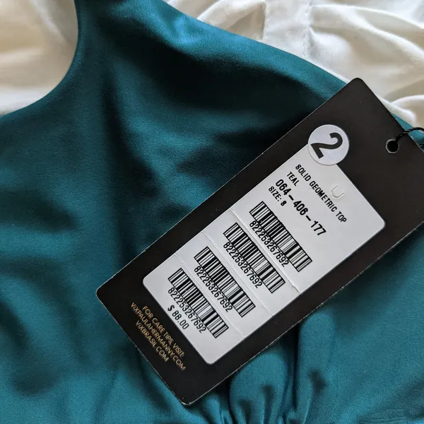 {Vix} Brand New Teal Solid Geometric Bikini Top Green Size 8 - Image 4