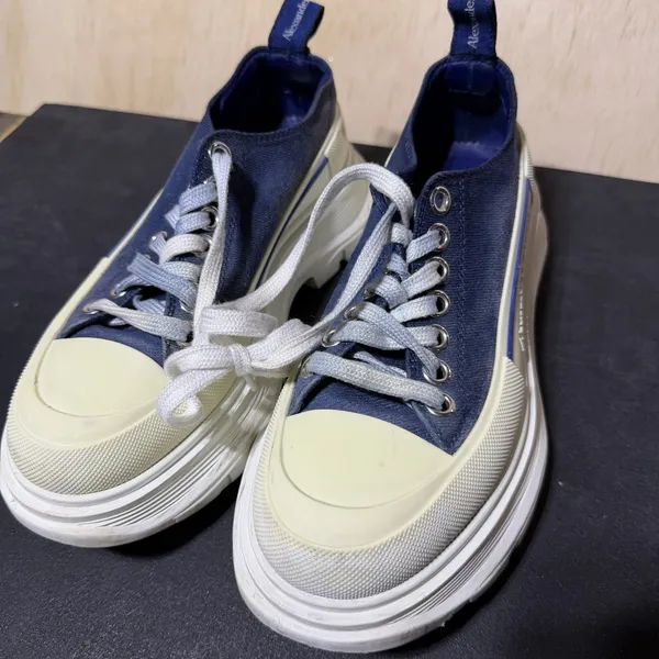 Alexander McQueen Tread Slick Sneakers Denim Blue Size 7/37 - Image 4
