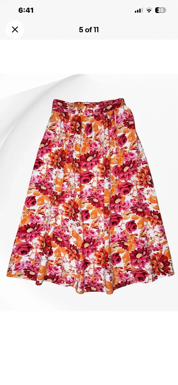 Japna Floral 2 Piece Crop Top Midi Skirt Set Women SM Boho Tropical Feminine Fun - Image 5