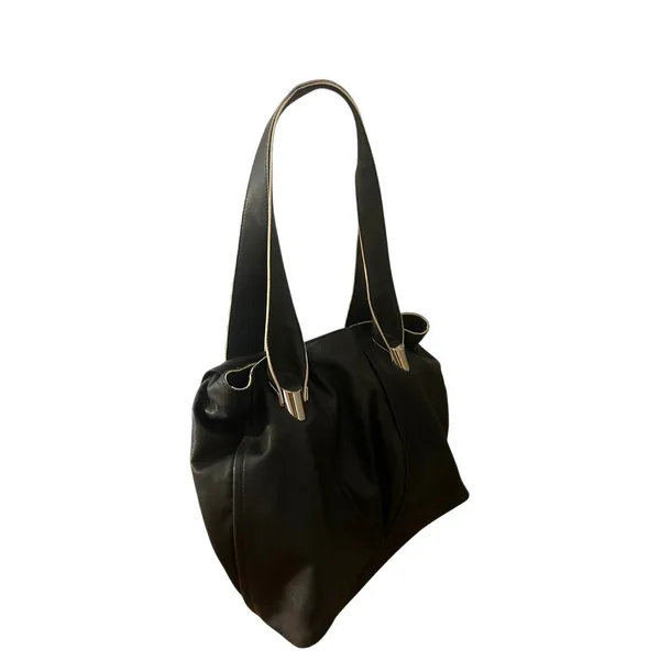 CROMIA Italian Leather Shoulder Bag Black Silver Hardare LUXURY Purse - Image 12