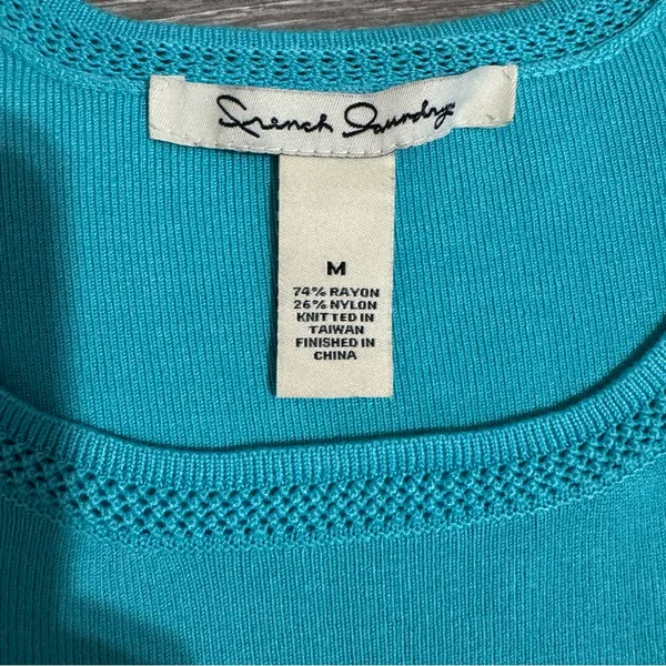 French Laundry Women Turquoise Knit Square Sleeveless‎ Fitted Top Size M - Image 9