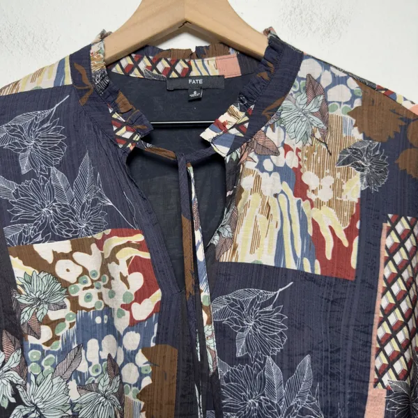 Fate Anthropologie‎ Women Cotton Boho Top Small Patchwork Western Prairie - Image 5