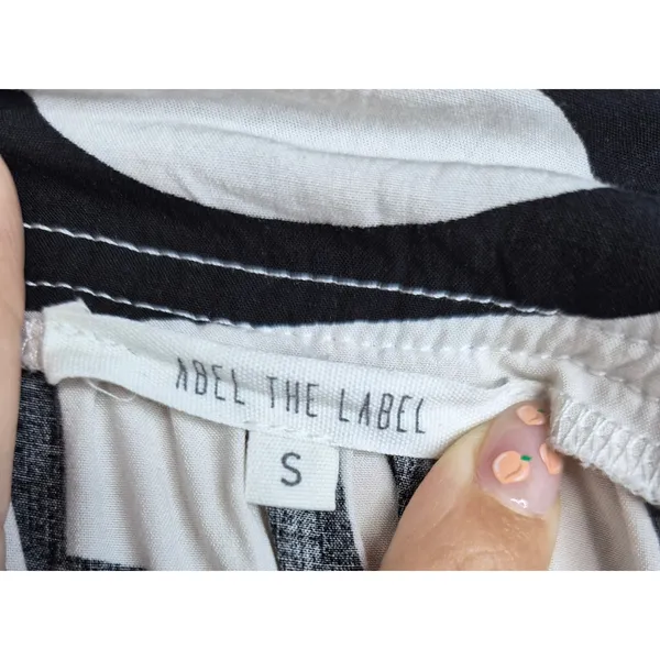 Abel The Label Tiered Maxi Dress Small Black White Abstract Boho Anthropologie - Image 4