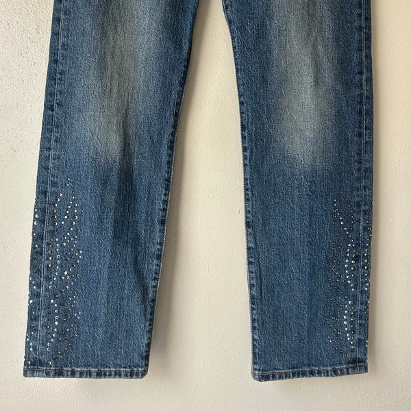 Levi’s 501 Curve Rhinestone Hem Jeans Size 28 - Image 7