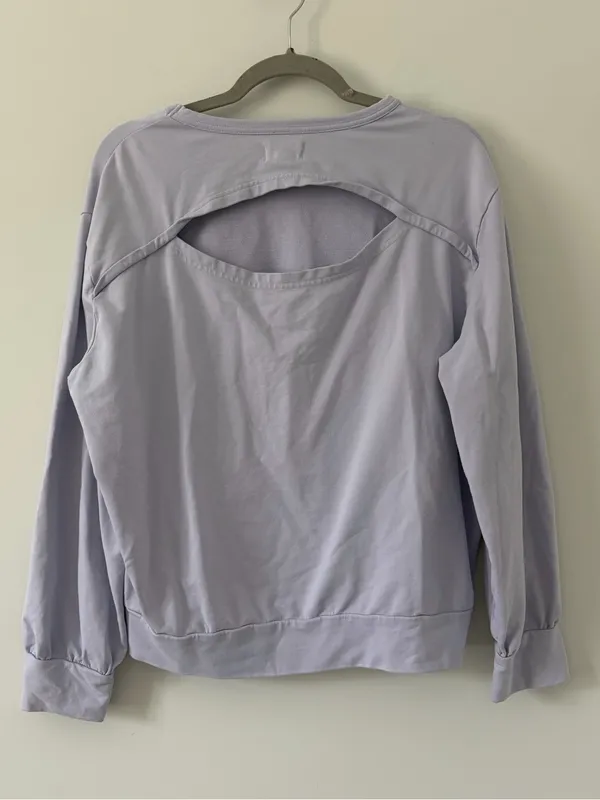 Pact Organic Cotton Open Back Relaxed Fit Lilac Casual Sweater Large - Image 4