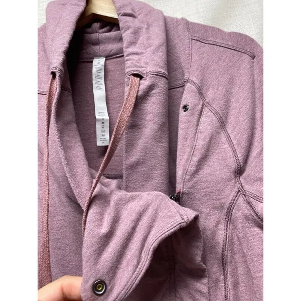 Lululemon Women Coast Easy Wrap Jacket Sz‎ 8 French Terry Heathered Misty Merlot - Image 6