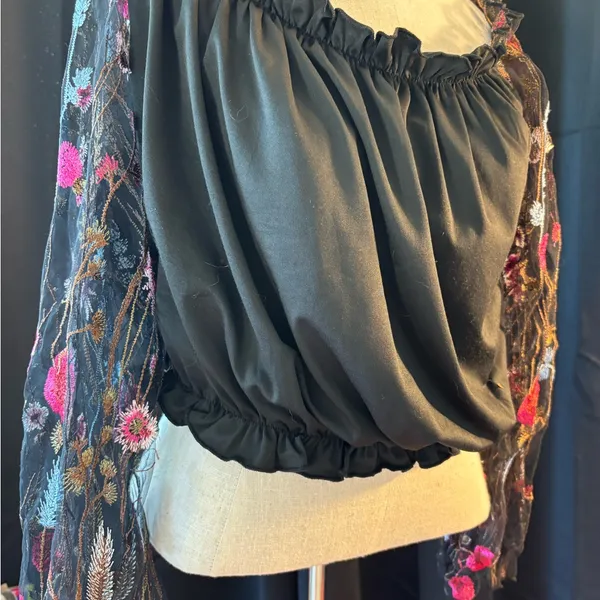 Chic Black Floral‎ Women's Blouse Size XL - Image 2