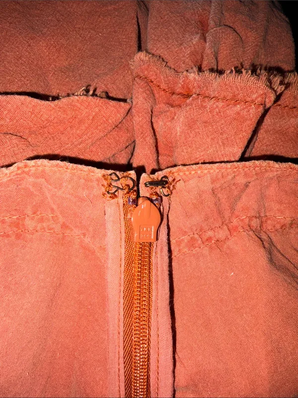Free People Tiered Ruffle Mini Skirt in Coral Orange - Image 4
