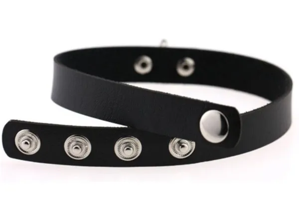 Black O Ring Leather Collar Chocker Punk Necklace - Image 4