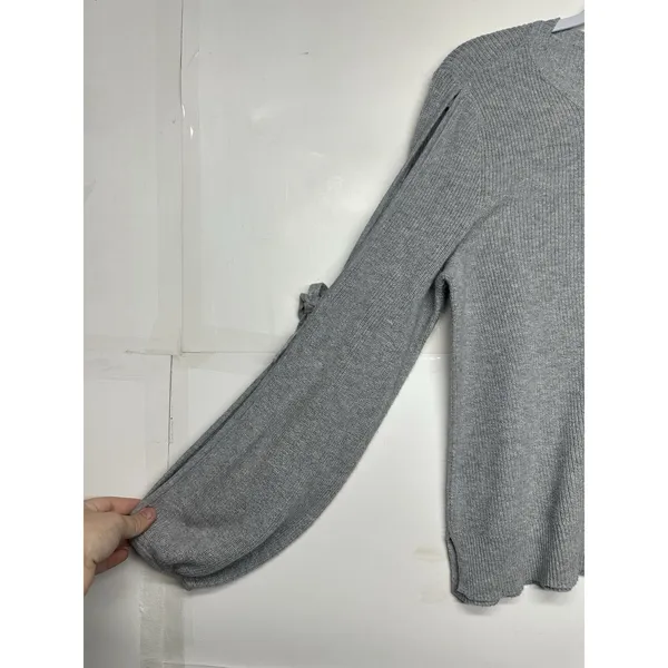 American Eagle Women’s Xl Light Gray Knit Sweater Tie Sleeve Casual Top - Image 2