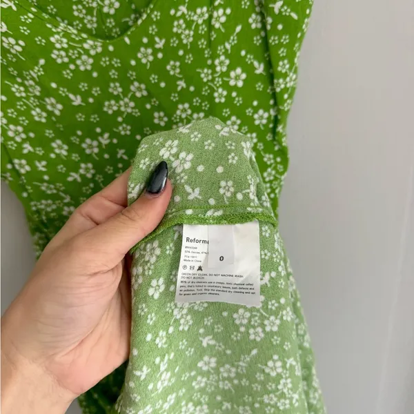 Reformation Crimini Green Floral Midi Dress 0 - Image 5