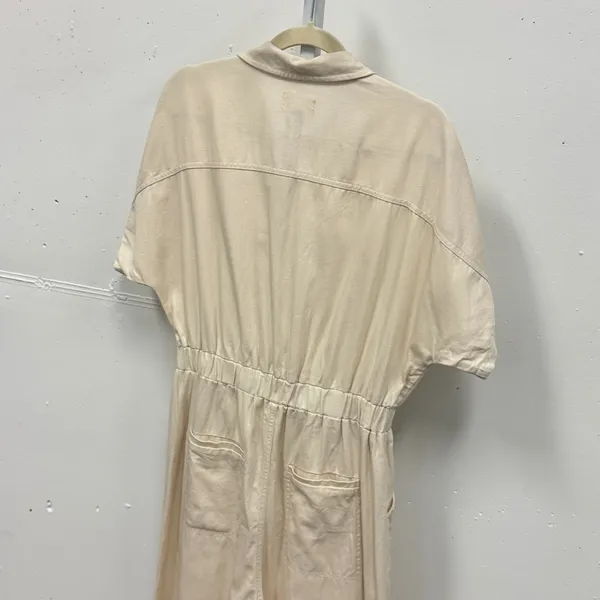 Universal Thread Cotton Utility Carpenter Jumpsuit 8 Short Sleeve Belted Cream - Image 7