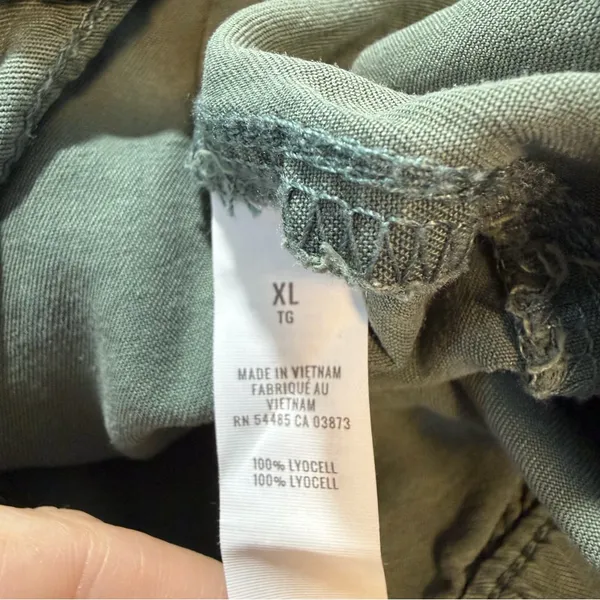 Aerie Lyocell Paperbag Wide Leg Pants XL Olive Green Pull On NWT - Image 7