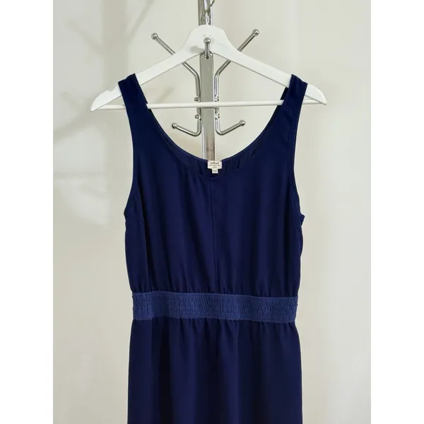 Wilfred Aritzia Women’s Navy Blue Mini Dress Smocked Waist Scoop Neck Size S - Image 4