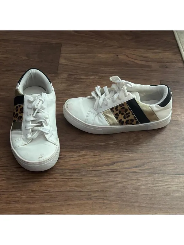 Steve Madden Fone White and Leopard Print Women's Sneakers Casual Everyday FLAWS - Image 2