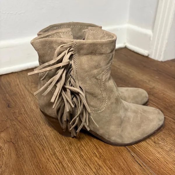 Sam Edelman Louie Tan Suede Fringe Ankle Boots Womens 10 M Western Festival Boho - Image 3