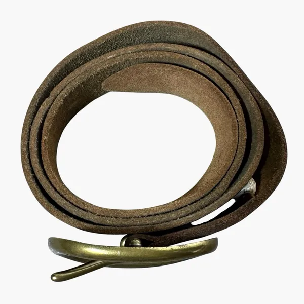 Mossimo Denim VTG Mossimo Supply Co Leather Belt Oval Brass Buckle Brown Cottagecore Western - Image 7