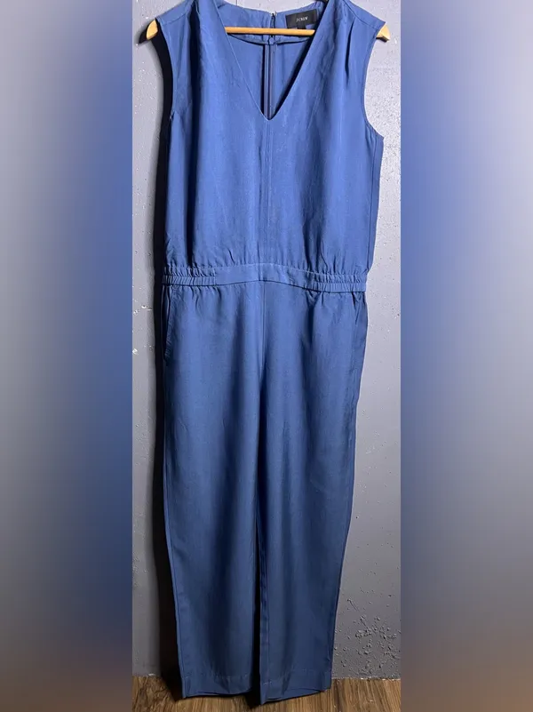 J.CREW Sleeveless Jumpsuit in Blue. SIZE 8 - Image 2