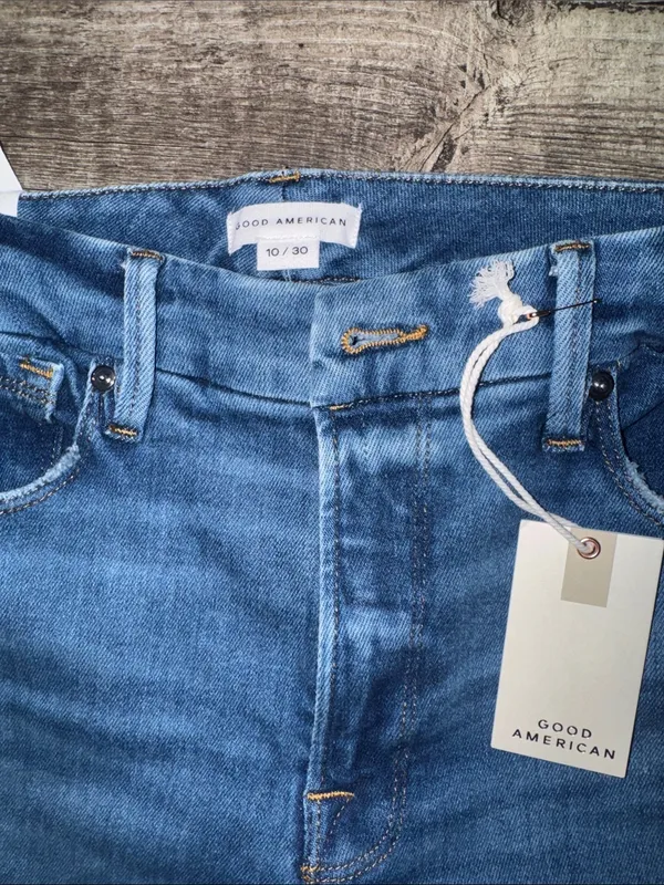 Good American Medium Blue Distressed Skinny Jeans - Image 3
