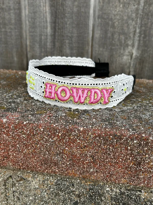 Western howdy patch with crystals headband brand new handmade - Image 2