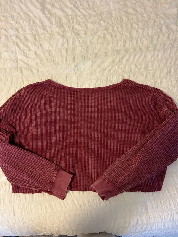burgundy altard state waffle knit off the shoulder sweater - Image 2