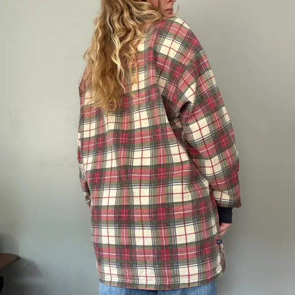 Vintage Drummer Boy Plaid Rugby Shirt with Denim-Style Collar M/L - Image 5