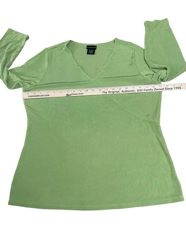 Women’s Faux Wrap V-Neck Top in Lime Green - Image 3