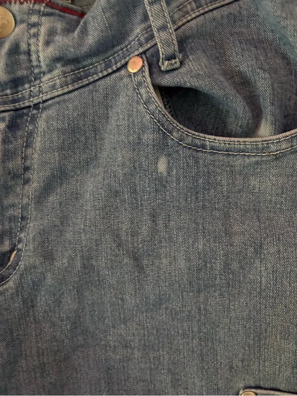 Women's Blue Flare Jeans with Red Dragonfly Patch Size undefined - Image 5