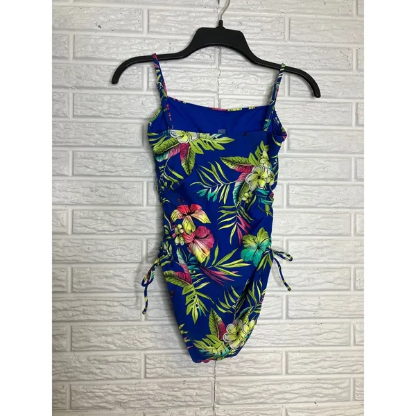 Loft swim shirred side one piece swimsuit tropical floral‎ print women's small - Image 4