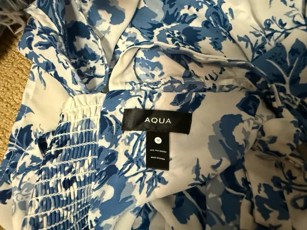 AQUA Dress Blue Floral - Image 3