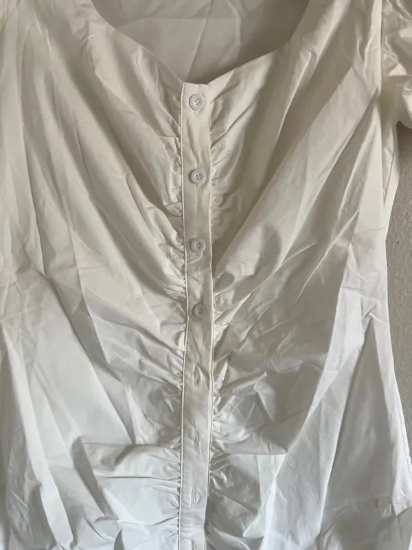 Commense White Puff Sleeve Short Shirt Dress - Image 5