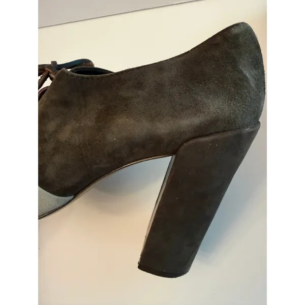 Tory Burch Stella Oxford Pumps Size 8.5 Color Block Suede Chunky Heel Lace Up - Image 8