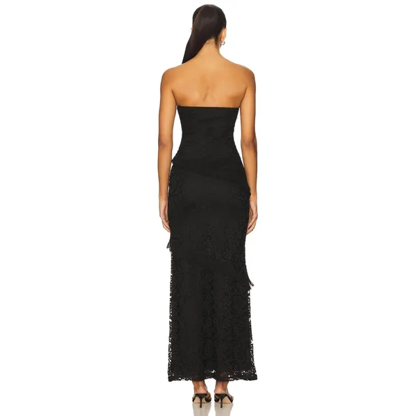 MORE TO COME Xandra Romantic Strapless Black Stretch Lace Maxi Dress S NWT - Image 3