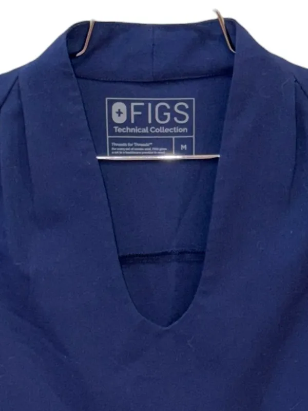 FIGS Banepa Navy Scrub Shirt Short Sleeve 2 Pocket Medium Nurse Uniform Hospital - Image 2