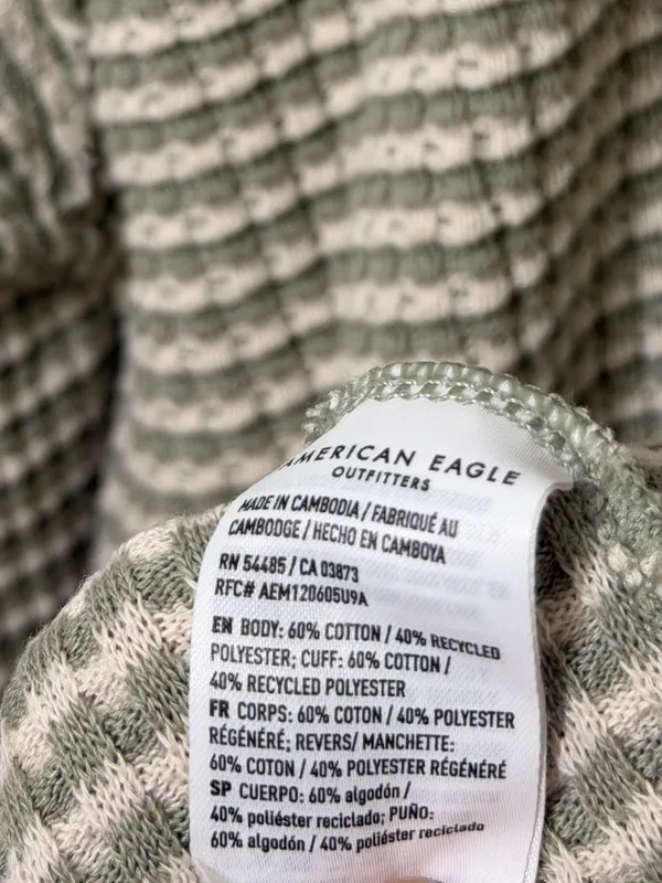 American Eagle AE Big Hug Notch Neck Waffle Sweatshirt Size Large Green - Image 8