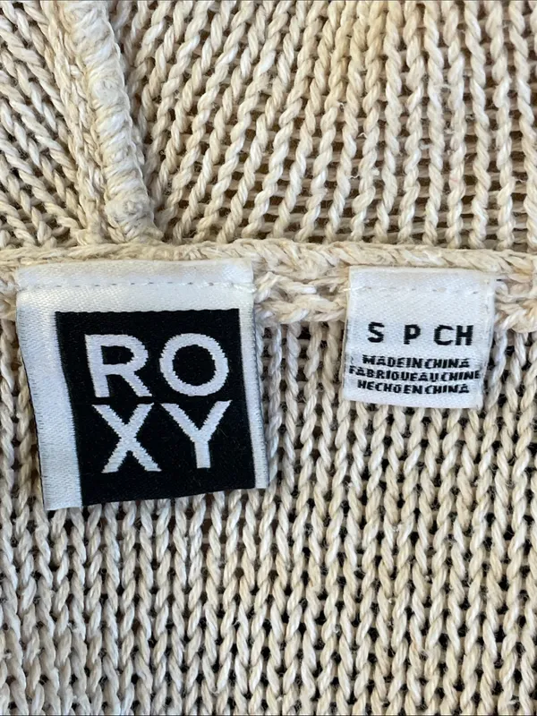 Roxy Cream V-Neck Hooded Ribbed Sweater - Image 4