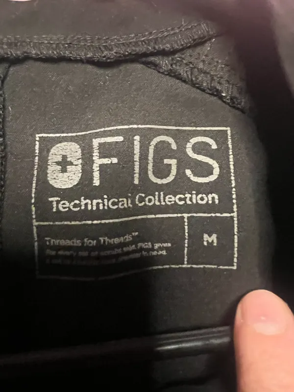 FIGS Technical Collection Button Scrubs Top Womens Medium Black W19SW1017 - Image 2