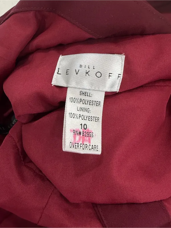 Bill Levkoff Burgundy V‑Neck Pleated Waist Maxi Dress - Image 4