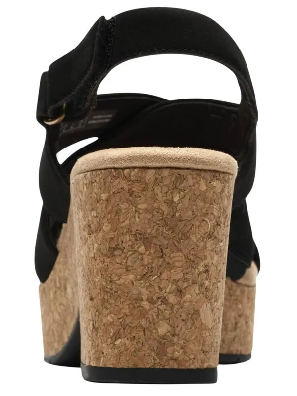 NWT Clarks Nerisa Grace Wedge Cork Sandal 26187243 Black Nubuck 8.5M - Image 2