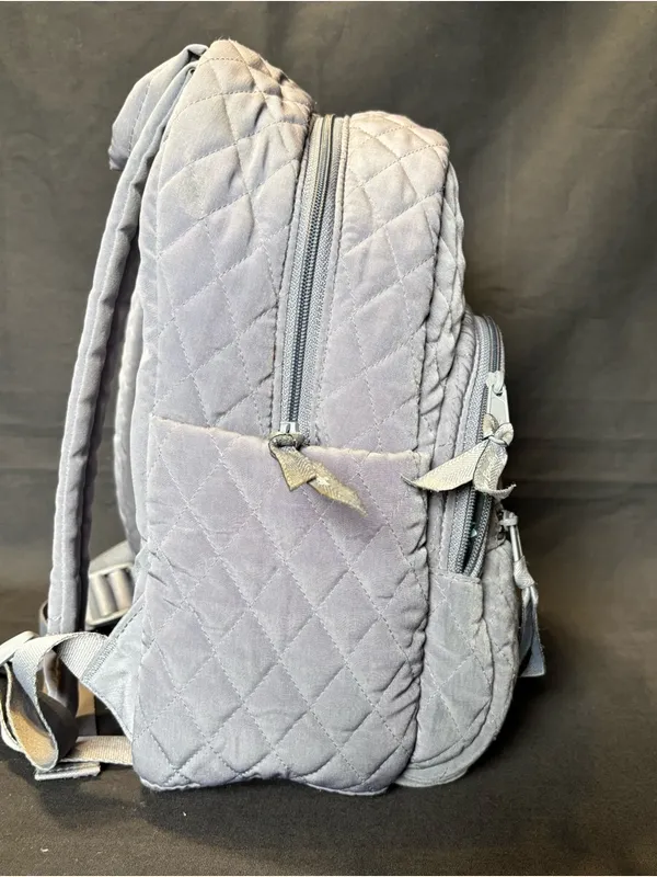 Vera Bradley Essential Compact Quilted Light Gray Mini Backpack - Image 5