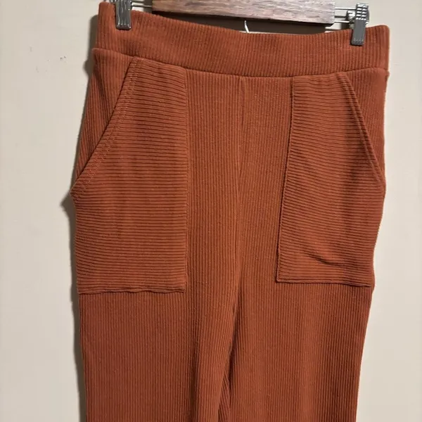 Free People Picnic Sweater Ribbed Flare Lounge Pant Terra Cotta- Size Medium - Image 8